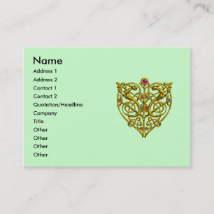 HYPER VALENTIJN, GOLD CELTIC KNOT HEART JEWEL Gree Visitekaartje