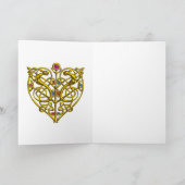 HYPER VALENTIJN/Gold Celtic Knot Heart met Pareltj Feestdagen Kaart (Binnen)