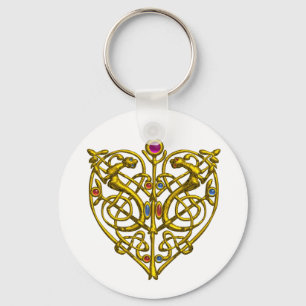 HYPER VALENTIJN/GOLD CELTIC KNOT HEART White Sleutelhanger