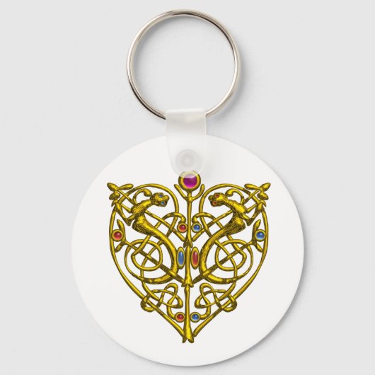 HYPER VALENTIJN/GOLD CELTIC KNOT HEART White Sleutelhanger (Voorkant)