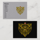HYPER VALENTIJN, GOLD CELTIC KNOTS HEART Black Gre Visitekaartje (Voorkant / Achterkant)