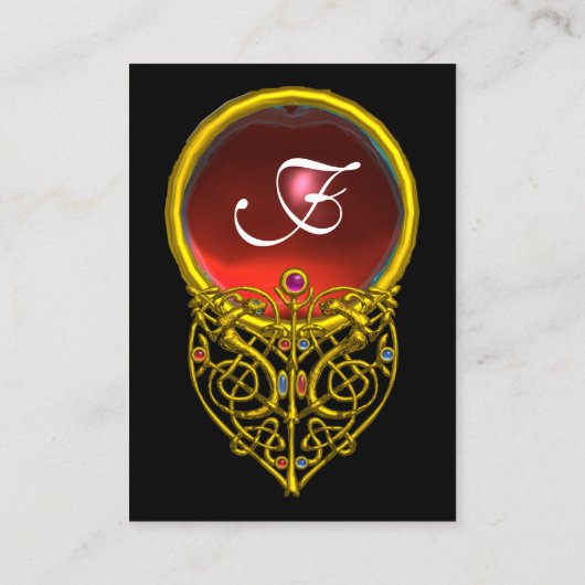 HYPER VALENTIJN GOLD HEART RED RUBY MONOGRAM, zwar Visitekaartje (Achterkant)