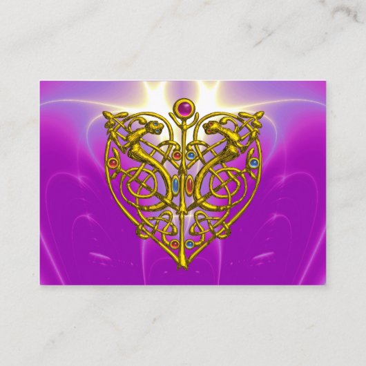 HYPER VALENTIJN, GOUD CELTIC HEART Pink Fuchsia Visitekaartje (Achterkant)