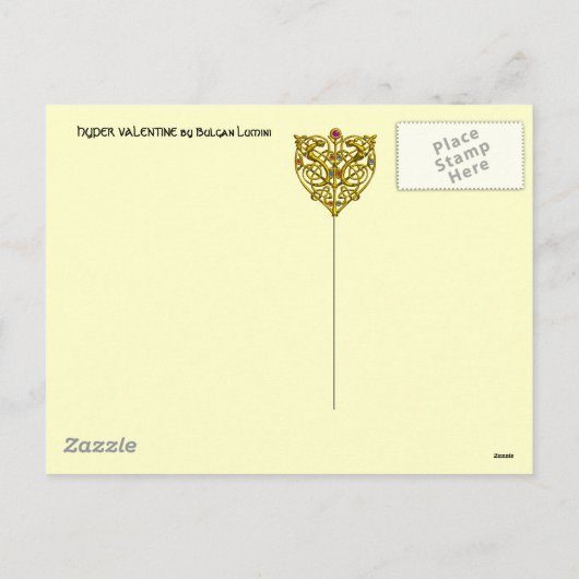 Hyper Valentijn / Goud Keltisch Hart Feestdagenkaart (Achterkant)
