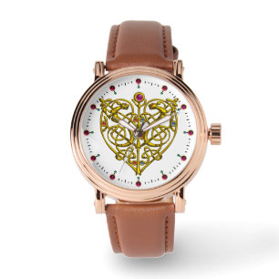HYPER VALENTIJN, GOUDE CELTISCHE KENNIS HEART Whit Horloge