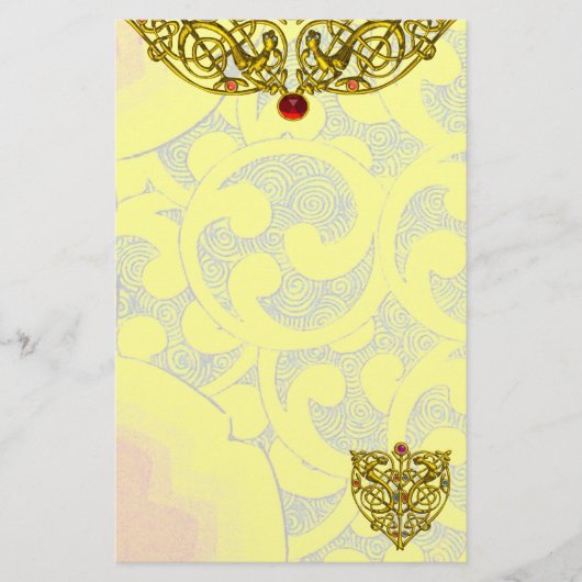 HYPER VALENTIJN Gouden Keltische knopen Gele werve Briefpapier (Voorkant)