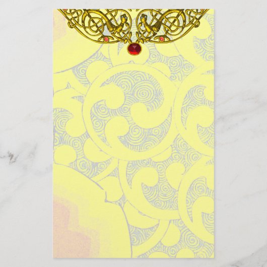 HYPER VALENTIJN Gouden Keltische knopen Gele werve Briefpapier (Achterkant)