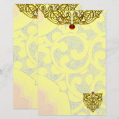 HYPER VALENTIJN Gouden Keltische knopen Gele werve Briefpapier (Voorkant / Achterkant)