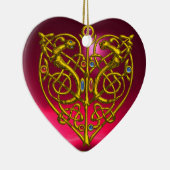 HYPER VALENTIJN HEART Red Ruby en Blue Aquamarine Keramisch Ornament (Rechts)