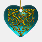 HYPER VALENTIJN HEART Red Ruby en Blue Aquamarine Keramisch Ornament (Achterkant)