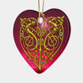 HYPER VALENTIJN HEART Red Ruby en Blue Aquamarine Keramisch Ornament (Links)