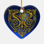 HYPER VALENTIJN HEART Red Ruby en Blue Sapphire Keramisch Ornament (Achterkant)