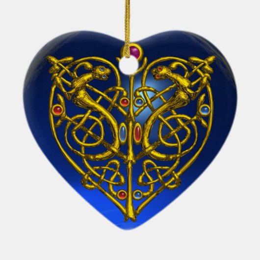 HYPER VALENTIJN HEART Red Ruby en Blue Sapphire Keramisch Ornament (Achterkant)