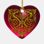 HYPER VALENTIJN HEART Red Ruby en Green Emerald Keramisch Ornament (Voorkant)