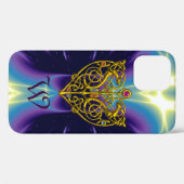 HYPER VALENTIJN MONOGRAM/GOLD HEART IN PAARSE BLAU Case-Mate iPhone CASE (Achterkant (horizontaal))