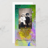 HYPER-VALENTIJN, Paarse groene goudsparken Feestdagenkaart (Voorkant / Achterkant)