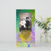 HYPER-VALENTIJN, Paarse groene goudsparken Feestdagenkaart (Staand voorkant)