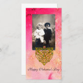 HYPER VALENTIJN, Roze Fuchsia Gold Sparkles Feestdagenkaart (Voorkant / Achterkant)