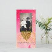 HYPER VALENTIJN, Roze Fuchsia Gold Sparkles Feestdagenkaart (Staand voorkant)