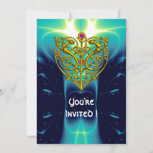 HYPER VALENTINE/GOLD CELTIC HEART helder aqua blau Kaart