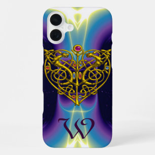 HYPER VALENTINE,GOUD CELTISCHE KNOOP HART Blauw Pa iPhone 16 Plus Hoesje