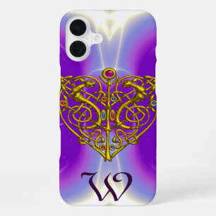 HYPER VALENTINE GOUD KELTISCHE HART MONOGRAM Paars iPhone 16 Plus Hoesje