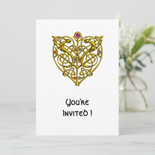 HYPER VALENTINE/ GOUDE CELTISCHE KNOOP HART Wit Kaart (Staand voorkant)