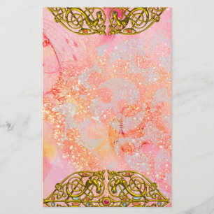 HYPER VALENTINE / GOUDEN CELTISCHE HART Roze Glitt Briefpapier