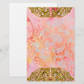 HYPER VALENTINE / GOUDEN CELTISCHE HART Roze Glitt Briefpapier (Voorkant / Achterkant)