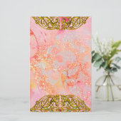 HYPER VALENTINE / GOUDEN CELTISCHE HART Roze Glitt Briefpapier (Staand voorkant)