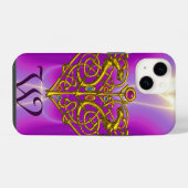HYPER VALENTINE MONOGRAM Roze Fuchsia Paars iPhone Hoesje (Achterkant horizontaal)