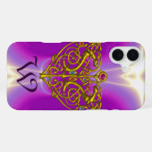 HYPER VALENTINE MONOGRAM Roze Fuchsia Paars iPhone Hoesje (Achterkant horizontaal)