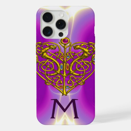 HYPER VALENTINEHART MONOGRAM Roze Fuchsia Paars iPhone Hoesje (Achterkant)