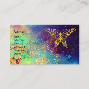 HYPER VLINDER IN GOUD SPARKLES, blauw, groen, geel Visitekaartje