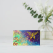HYPER VLINDER IN GOUD SPARKLES, blauw, groen, geel Visitekaartje (Staand voorkant)