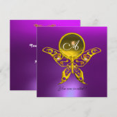 HYPER VLINDER MONOGRAM,gele topaas, paars Kaart (Voorkant / Achterkant)