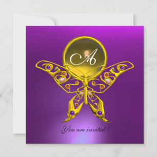 HYPER VLINDER MONOGRAM,gele topaas, paars Kaart