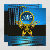 HYPER VLINDER MONOGRAM,golven blauwe saffier Kaart (Voorkant / Achterkant)