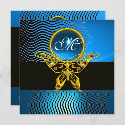 HYPER VLINDER MONOGRAM,golven blauwe saffier Kaart (Voorkant / Achterkant)