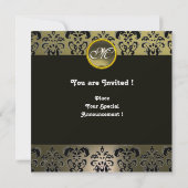 HYPER VLINDER MONOGRAM, grijs damast agaat Kaart (Achterkant)