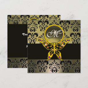 HYPER VLINDER MONOGRAM, grijs damast agaat Kaart