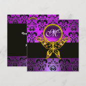 HYPER VLINDER MONOGRAM,paars damast,amethist Kaart (Voorkant / Achterkant)