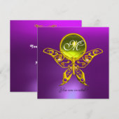 HYPER VLINDER MONOGRAM, paars, gele topaas Kaart (Voorkant / Achterkant)