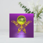 HYPER VLINDER MONOGRAM, paars, gele topaas Kaart (Staand voorkant)