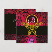 HYPER VLINDER MONOGRAM Rode Bourgogne Damast Gem Kaart (Voorkant / Achterkant)