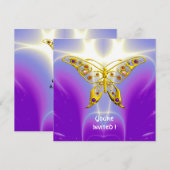 HYPER VLINDER paars fuchsia violet champagne Kaart (Voorkant / Achterkant)
