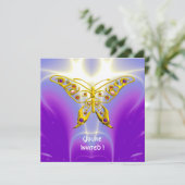 HYPER VLINDER paars fuchsia violet champagne Kaart (Staand voorkant)