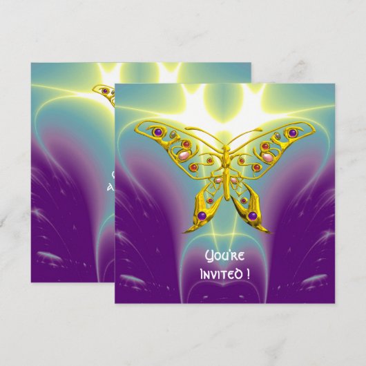 HYPER VLINDER paars groen paars champagne Kaart (Voorkant / Achterkant)