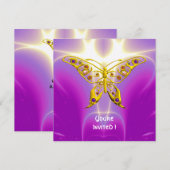 HYPER VLINDER roze fuchsia paars champagne Kaart (Voorkant / Achterkant)