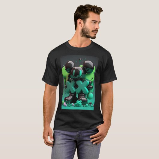 Hyperbeast Kaws Metal Print Design T-shirt (Voorkant volledig)
